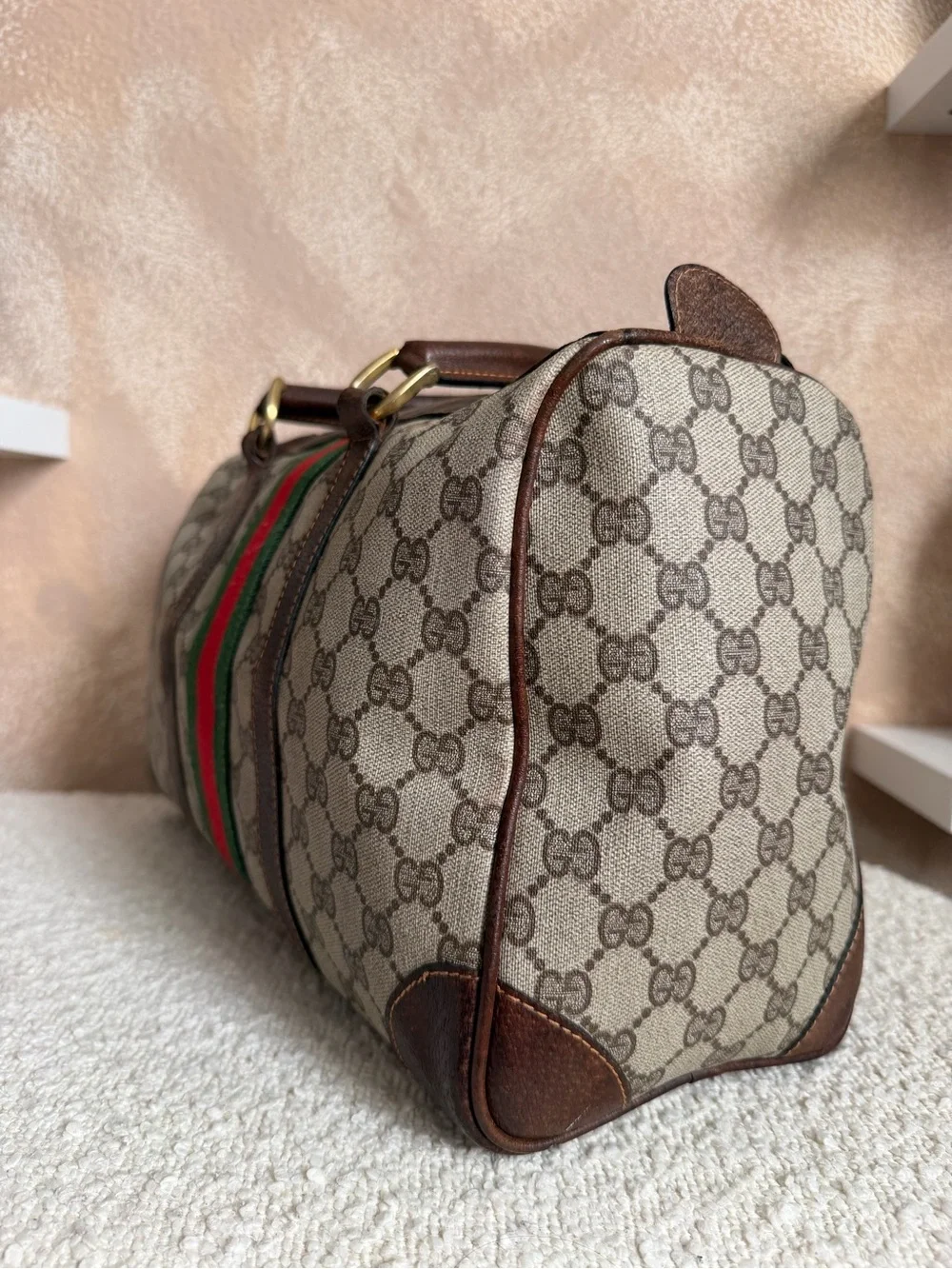 Gucci Beige GG Canvas Duffel with COA